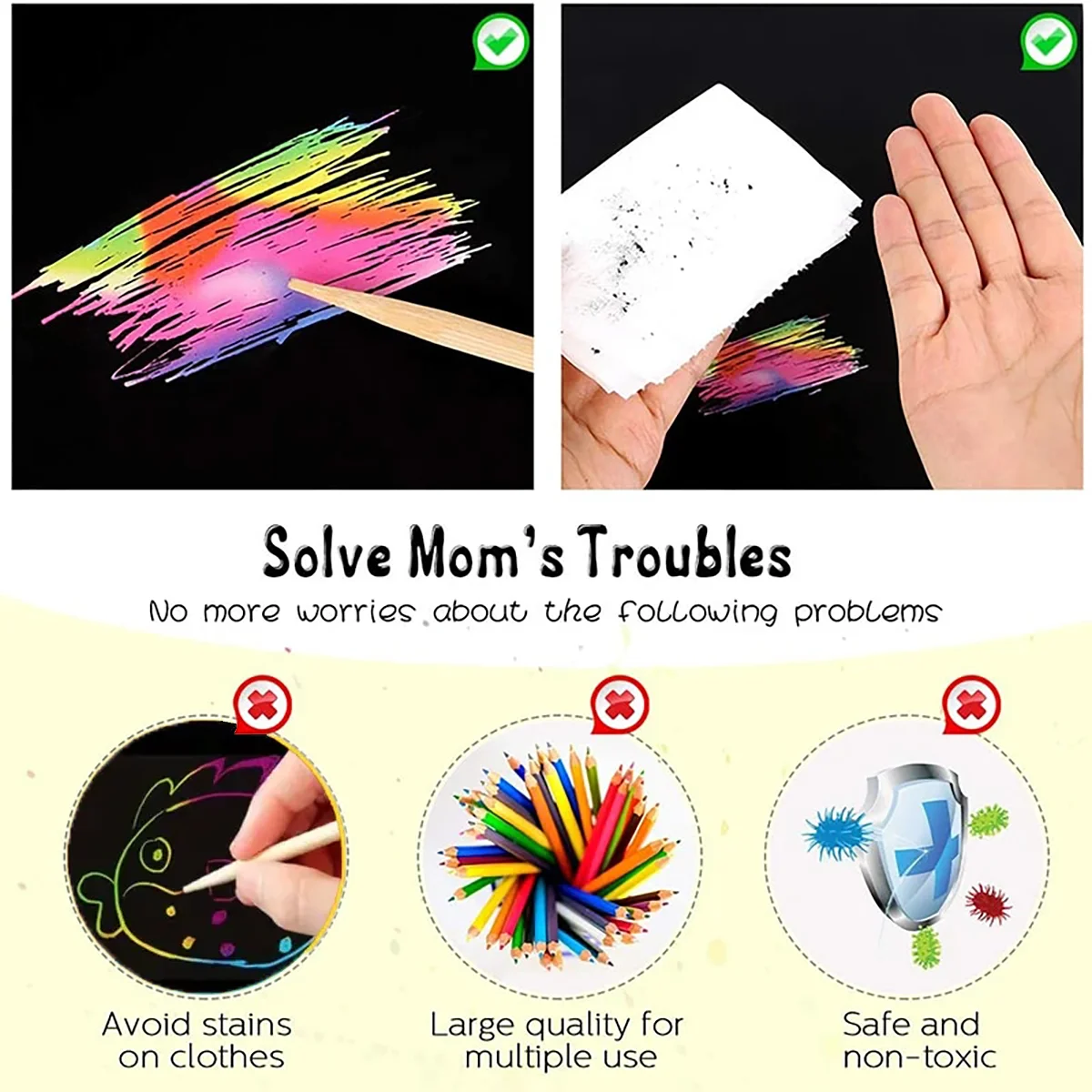 100Pcs Dazzling Scratch Pintura Pai Filho Brinquedos Interativos Note Cards Handmade 4