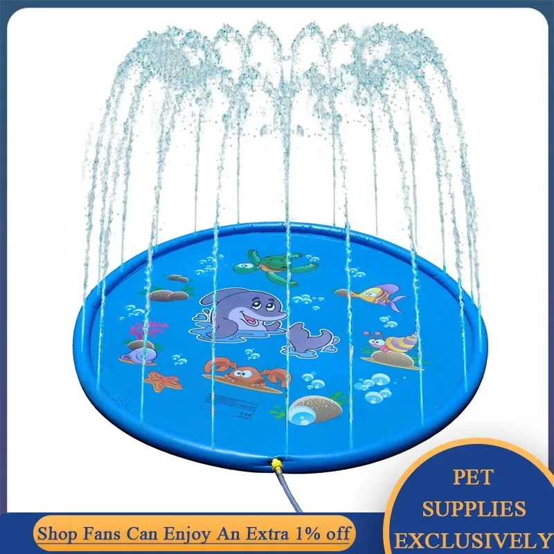 PetSprinklerJogandoPadFountainSplashDogPoolPuppiesTubWater