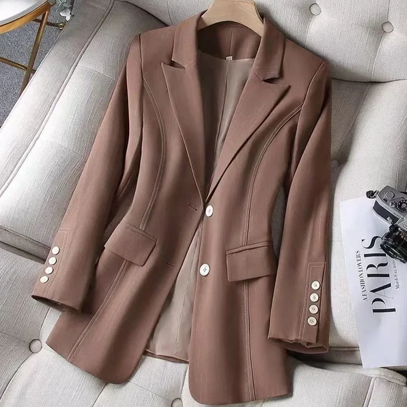 Luxury Office Commute Business Elegant Tops Spring Autumn New Casual Long Sleeve Suit Jacket Women's Blazer 2023 Korean Fashion