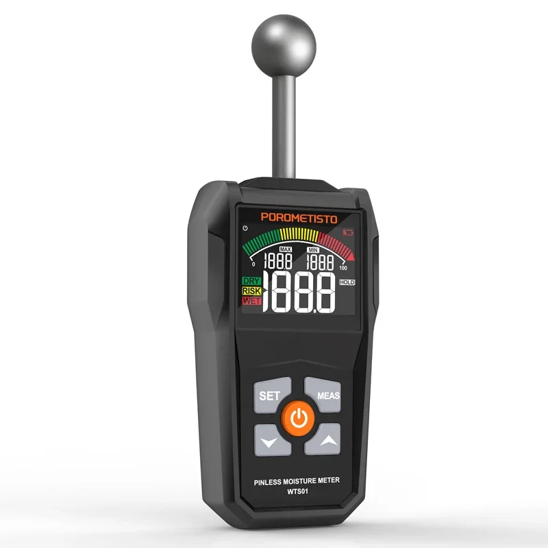 POROMETISTO WTS01 Spherical Moisture Meter Inductive Wall Material Timber Damp Detector Digital Non-destructive Moisture Tester