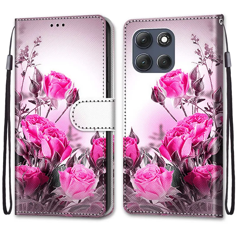 Flower Pattern Flip Wallet Leather Phone Case with Stand and Book Cover Design