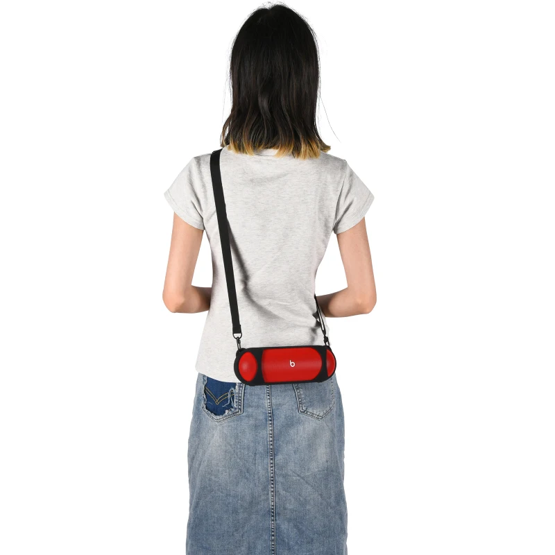 Silicone Travel Protective Carrying Case with Shoulder Strap for Wireless Bluetooth Speaker