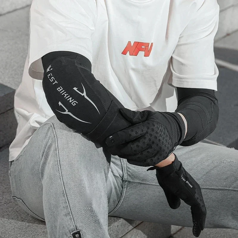 WEST BIKING Motorcycle Sport Protection Elbow Support Skateboard UV Protective Riding Non-Slip Arm Sleeves Removable Elbow Pads