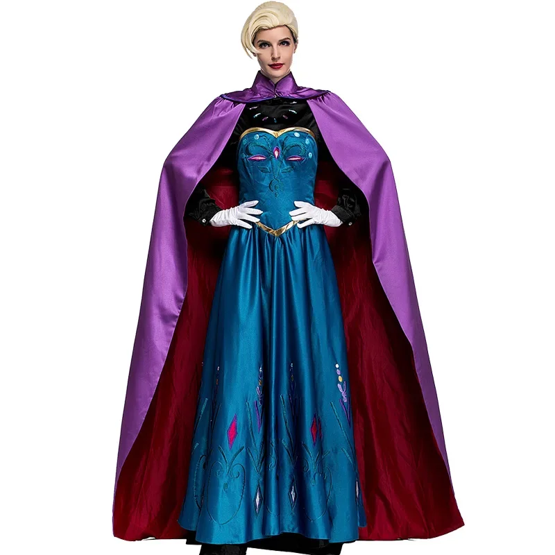 Deluxe Elsa Anna Princess Halloween Costume Robe Cloak Dress Women Long  Cape Fancy Satin Embroidery Cosplay Outfit For Adult - AliExpress 200000532