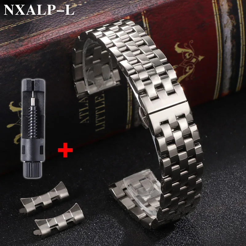 Premium Solid Stainless Steel Watch Band - High-Quality Curved/Flat End Wristband, Available in Various Sizes
