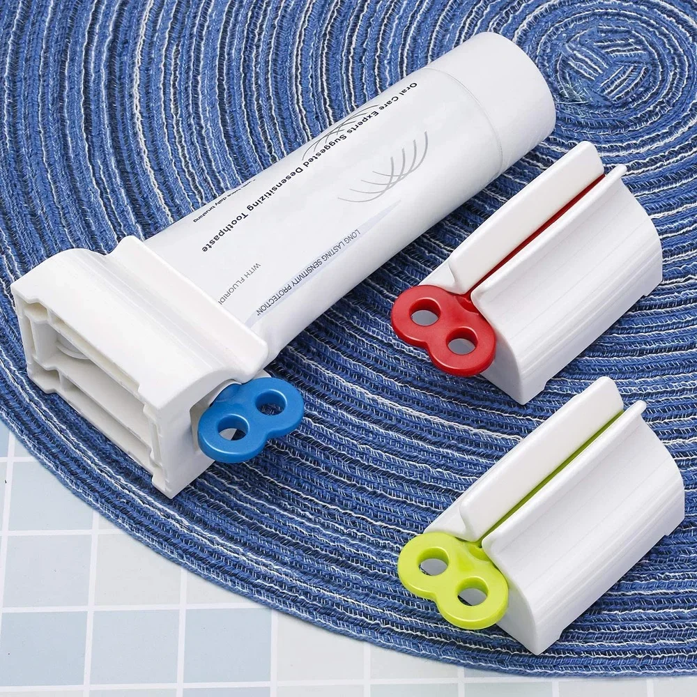 3Pieces Rolling Tube Toothpaste Squeezer Toothpaste Seat Holder Stand Rotate Toothpaste Dispenser for Bathroom (Mix Color) 6