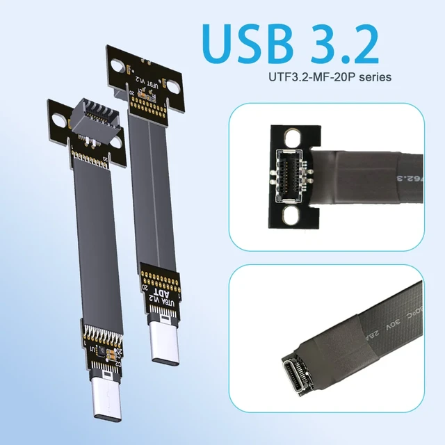 20P 20Gbps USB 3.2 Gen 2x2 Type-C Male To Type-E Female 90 Degree USB