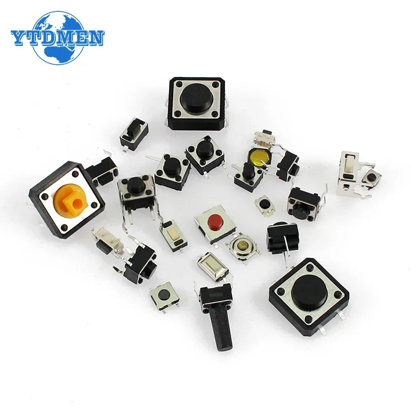 125pcs/lot Micro Push Button Tact Switch Kit 25 Types Including Reset & Mini Leaf Switches SMD/DIP 2*4 3*6 4*4 6*6 Buttons Touch