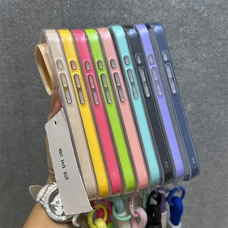 Luxury Clear Card Holder Wallet Case with Wrist Strap and Hand Rope in Soft Silicone
