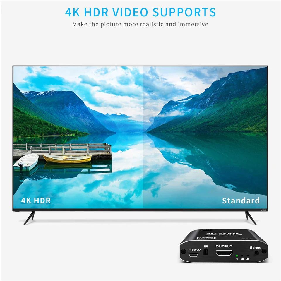4K HDTV Splitter 3 In 1 Out 3-Port HD Switcher Selector HD Cable Supports Full H