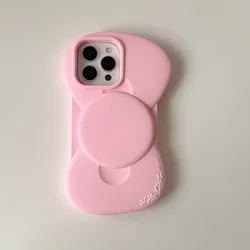 Chic Pink Bow Silicone Phone Case - Fashionable and Creative Design - iPhone 16 Pro Max (SMT2295 Color)