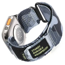 Breathable Sports Nylon Watch Strap - Vibrant and Durable Bracelet for 42 44 45 46 49mm (Camouflage blue)