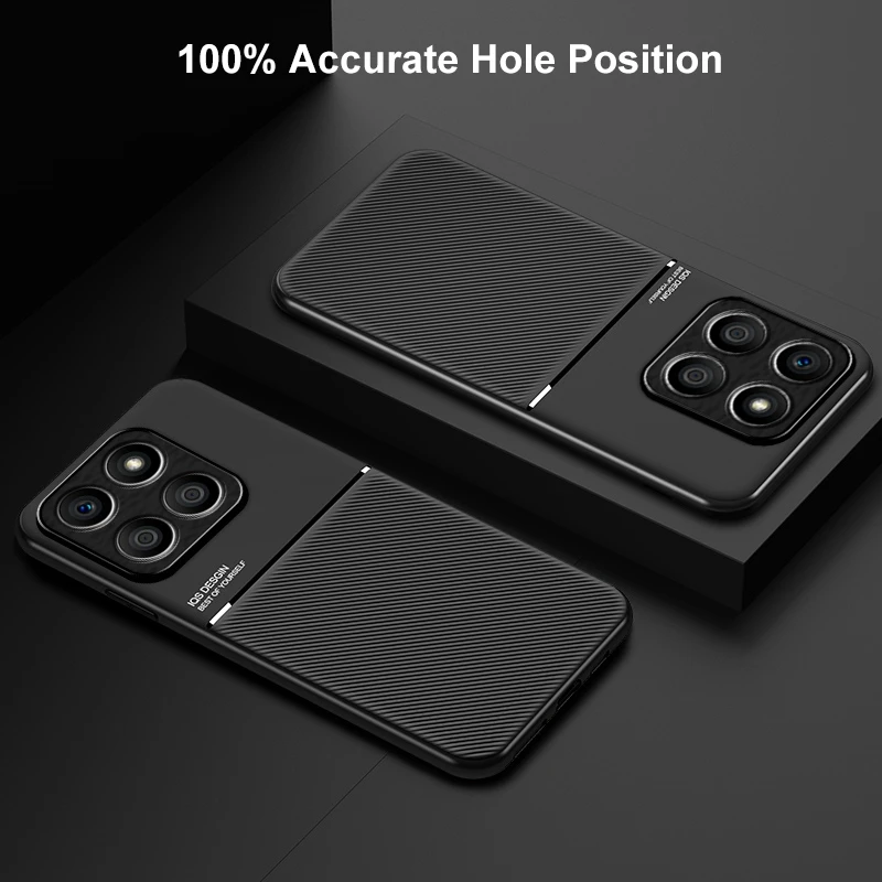 Luxury Magnetic PU Leather Phone Case with Car Holder and Silicone Protection