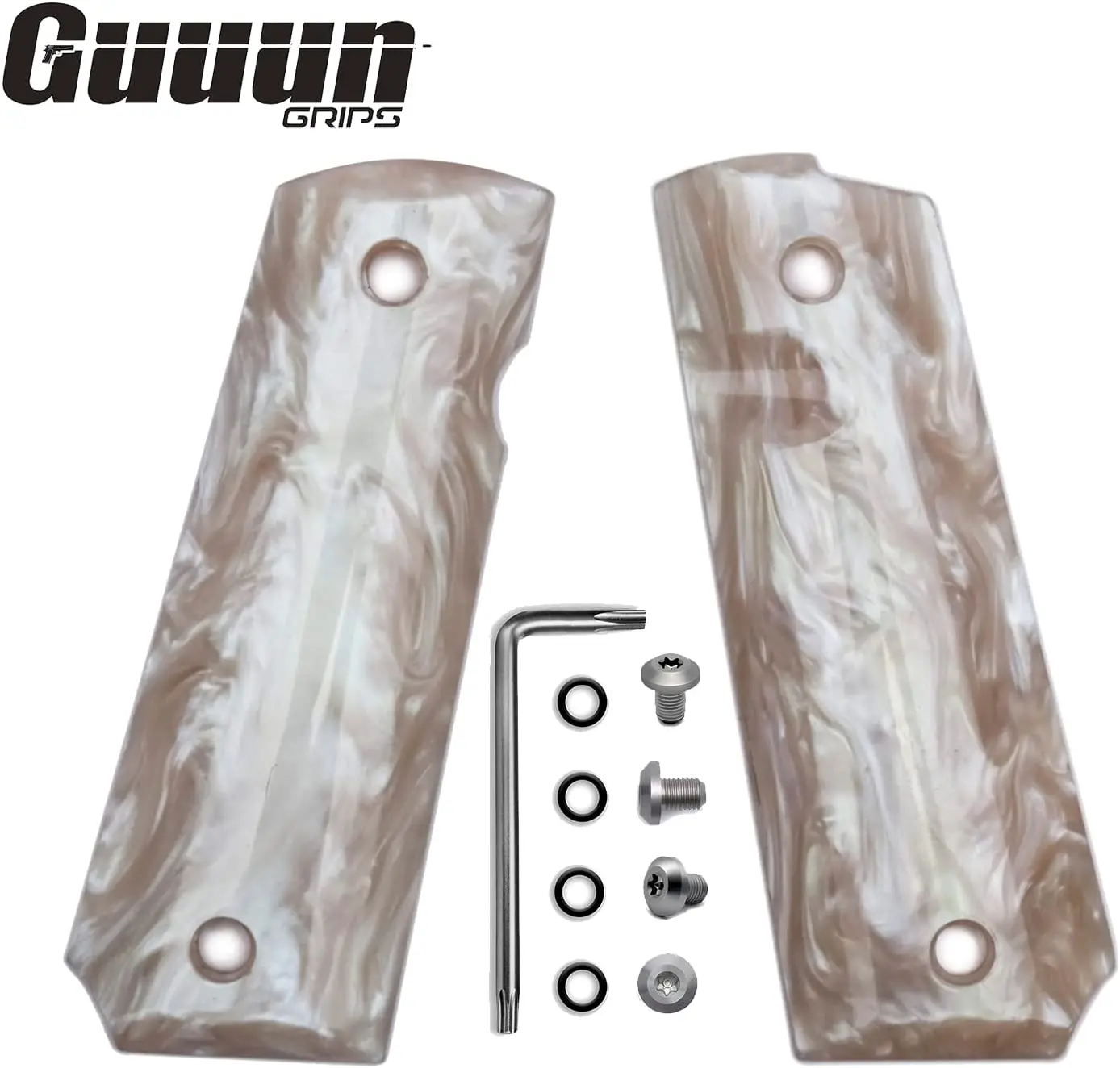 Guuun 1911 그립 고광택 합성 화이트 펄 & 아이보리 펄 수지 그립 아크릴 수지 그립 패널