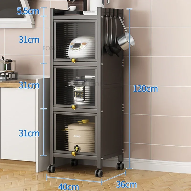 Nordic Metal Kitchen Cabinets For Home Furniture Small Cabinet Multilayer Household Simple Creative Light Luxury Kitchen Cabinet 5
