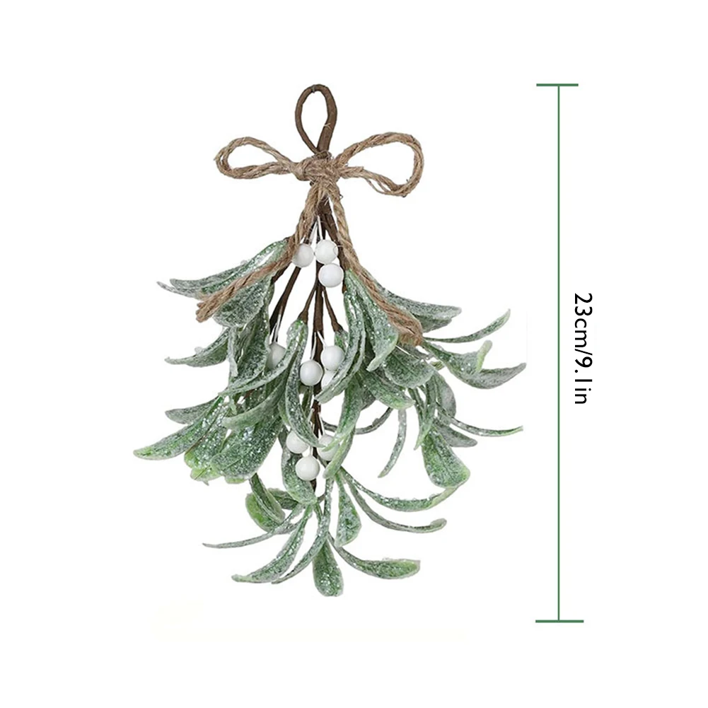 1pc Christmas Artificial Mistletoe Hanging Decoration with Berries, Green Plastic Faux Mistletoe Plant for Holiday Decorations