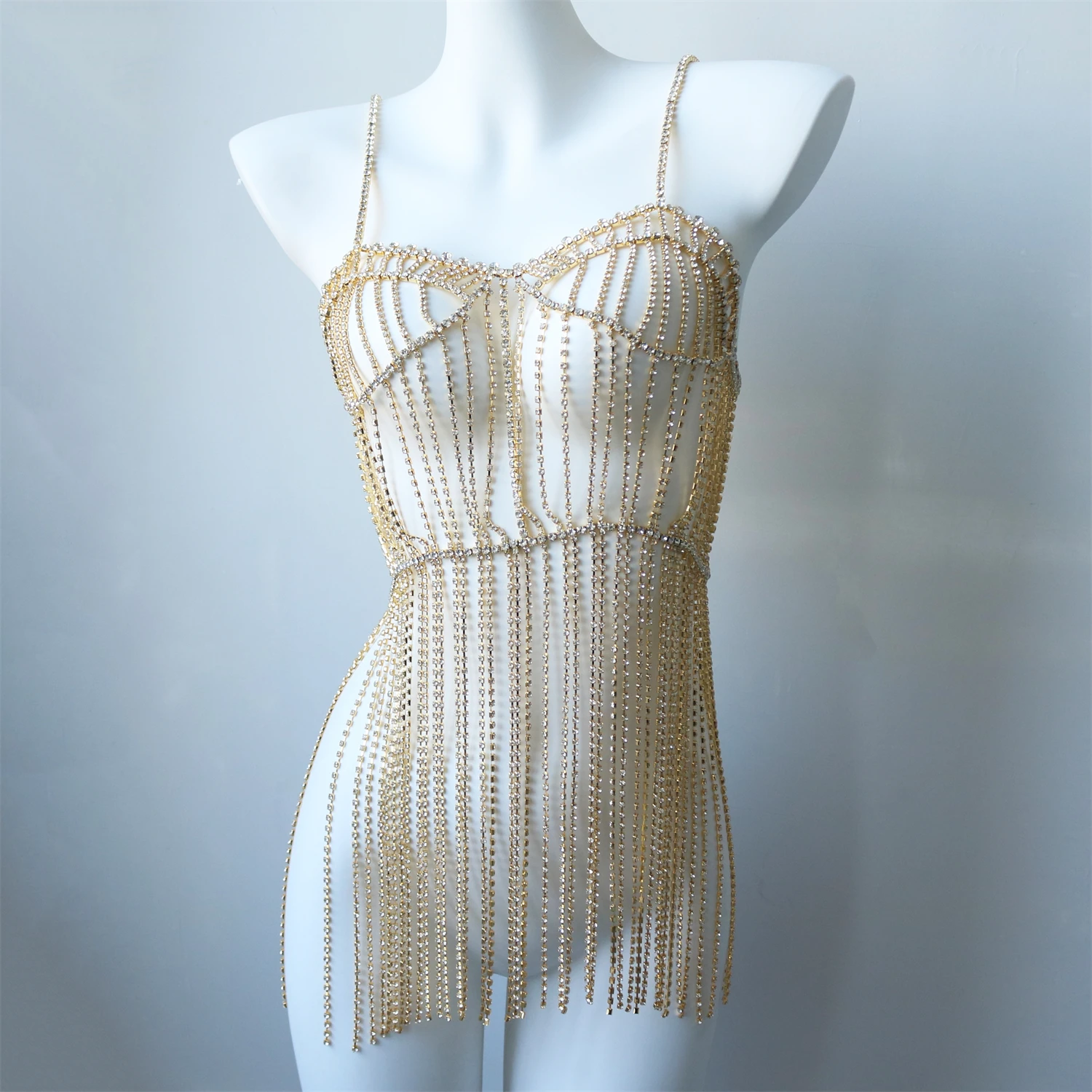 Sexy & Trendy Women's Body Jewelry — Unique Rhinestone Long Body Harness, an Ideal Gift for Banquets, Parties, and Festivals - 3