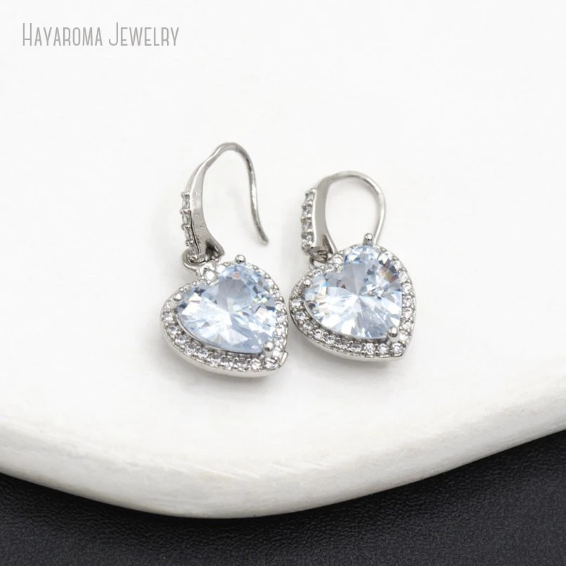 5Pcs Silver Color Copper Metal Cubic Zirconia Invisible Setting Gift For Her Earrings ER54088
