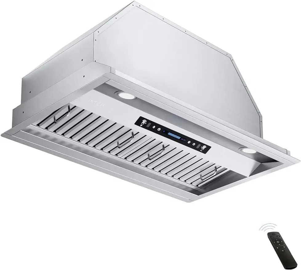 

IKTCH 36 inch Built-in/Insert Range Hood 900 CFM, Ducted/Ductless Convertible Duct, Stainless Steel Kitchen Vent Hood with