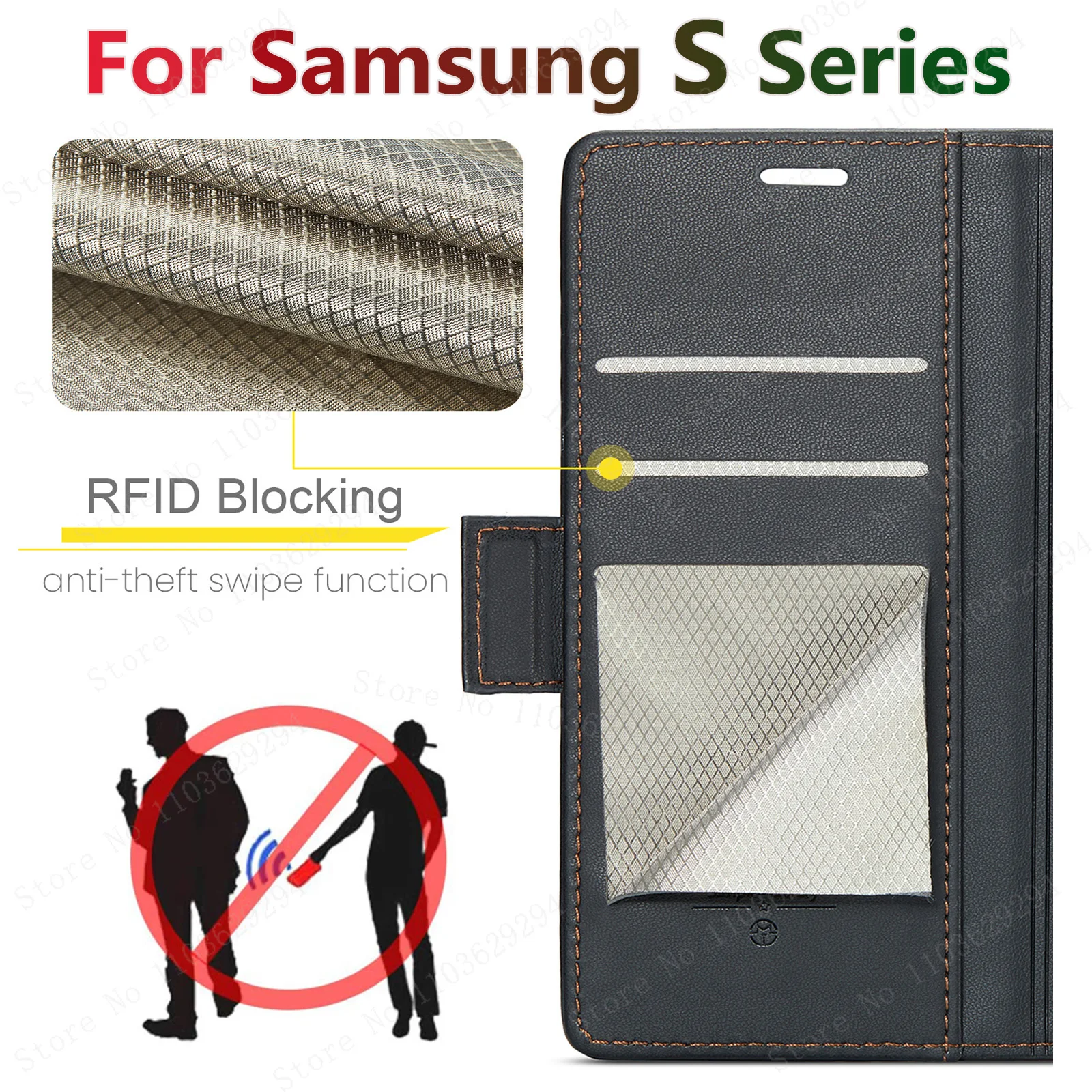 Carteira de Couro de Negócios Flip Cover Case para Samsung Galaxy S24 Ultra S23 S20 S21 Note10 20 Herder Luxo - Image 5