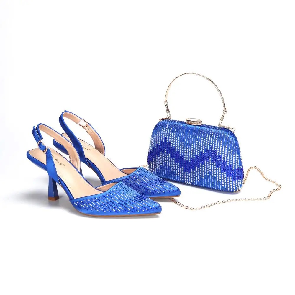 

Doershow High Quality African Style Ladies Shoes And Bags Set Latest blue Italian Shoes And Bag Set For Party HAE1-36