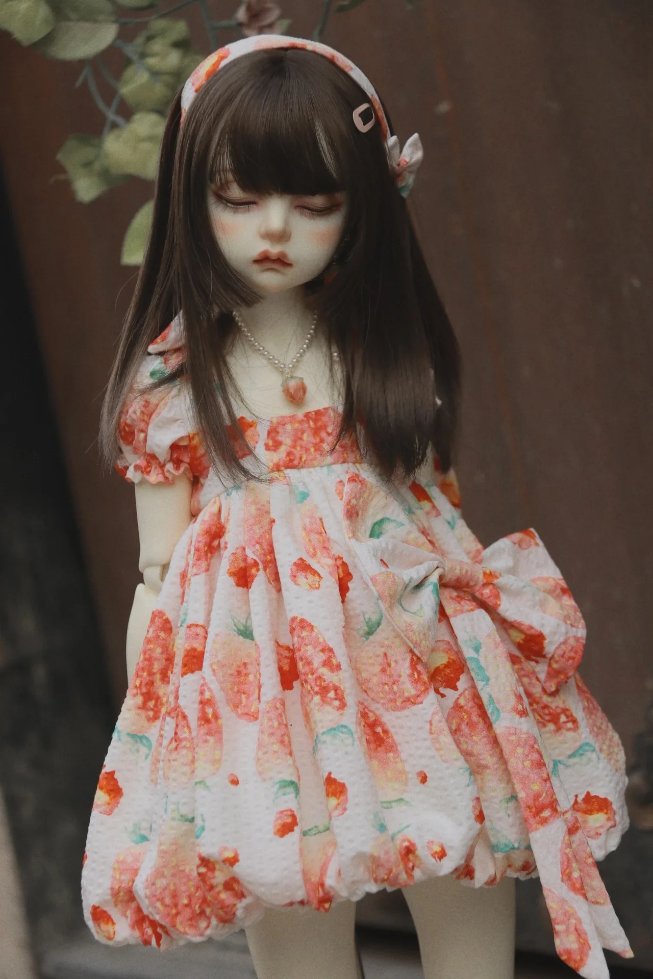 60CM Bjd Doll Dress 1/3 Bjd Doll Dress Strawberry Lantern Skirt with Big Bow