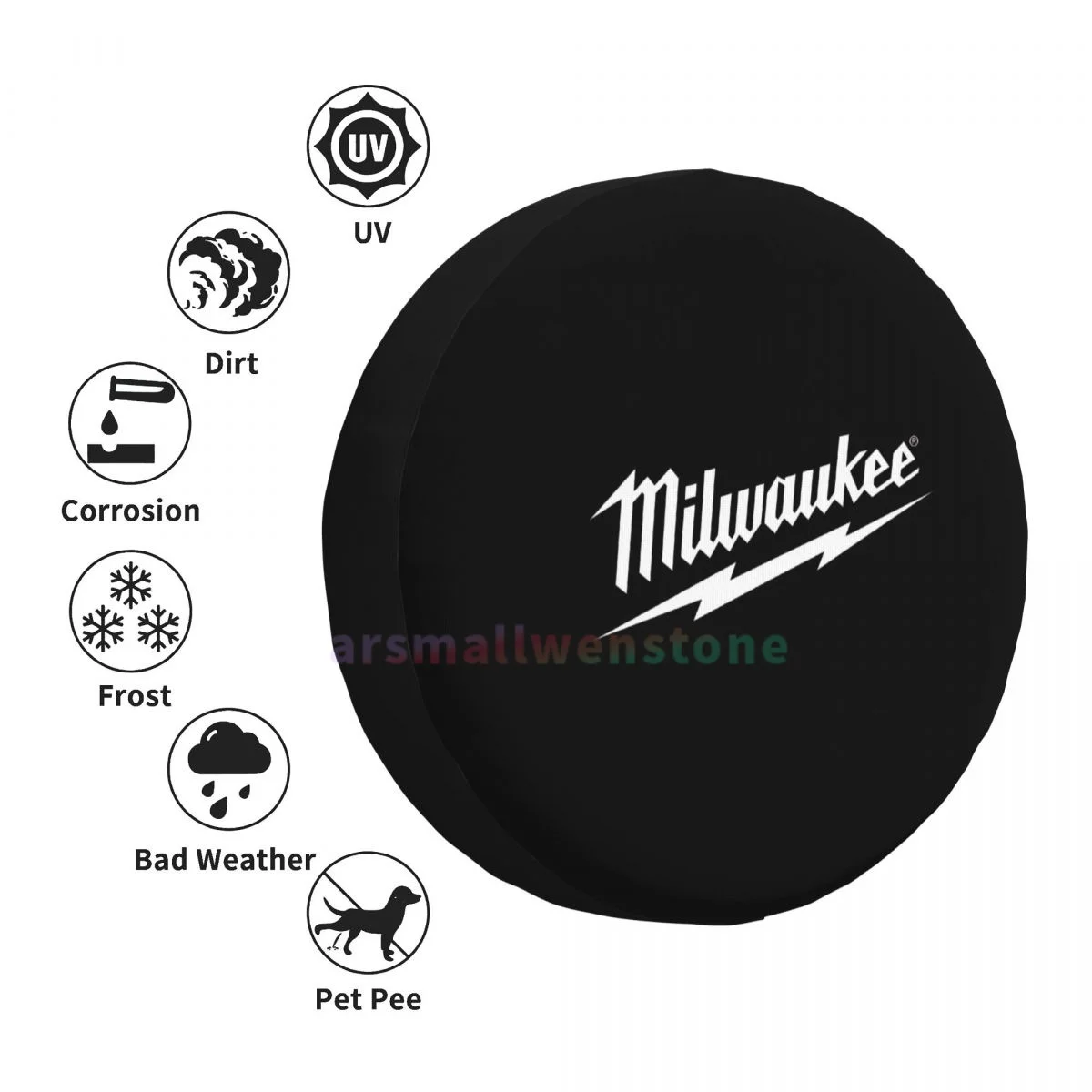 Milwaukees Anti-UV Tire Cover for Trailer RV SUV, Waterproof Spare Tire Cover with Anti-Fouling Coating, 14-17 Inch