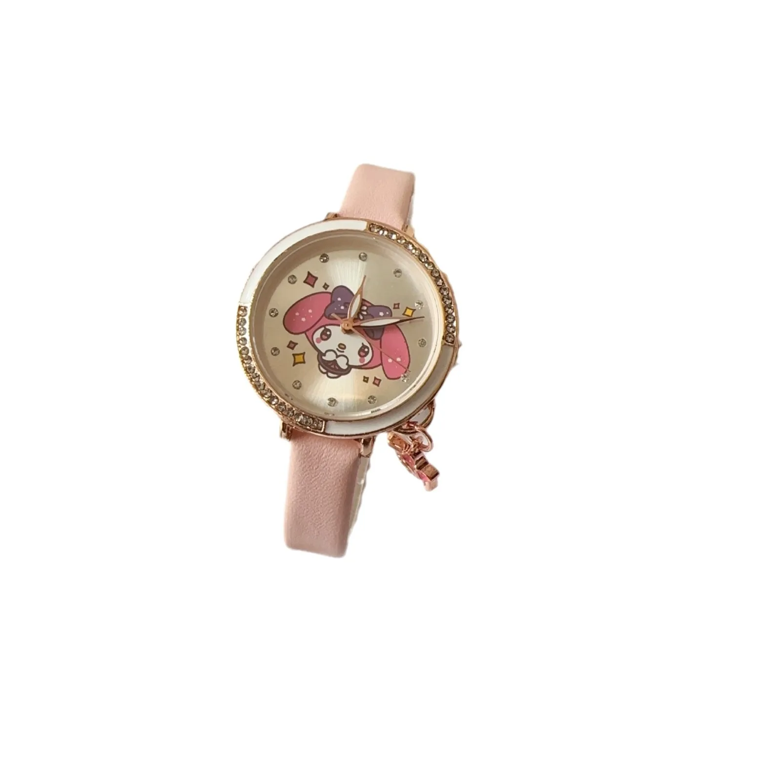 Quartz Watch Kawaii Cartoon Anime Figure Melody HelloKittys Kuromi Cinnamoroll High Quality White Leather Watch Girl Gifts 6