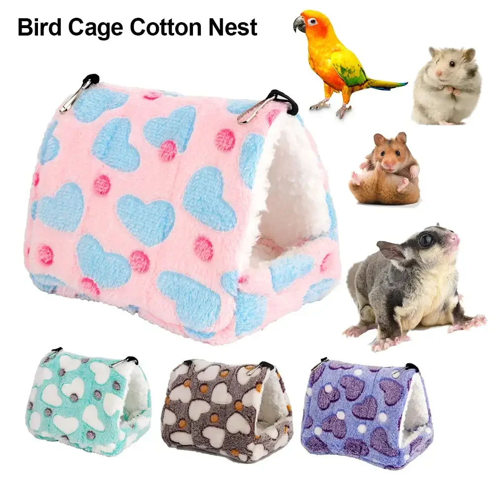 Winter Warm Cotton Nest For Bird Cage Parrot Budgie Hammock Cage Hut Tent Bed Hanging Cave For Parrot Hamster Rabbit Guinea Pig