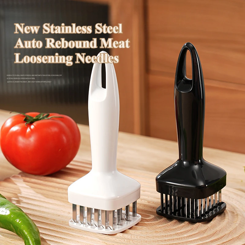 Kitchen Meat Hammer Steak & Chicken Hammer 430 Stainless Steel Auto Rebound Loose Meat Needle Full Flavor Steak Making Tools