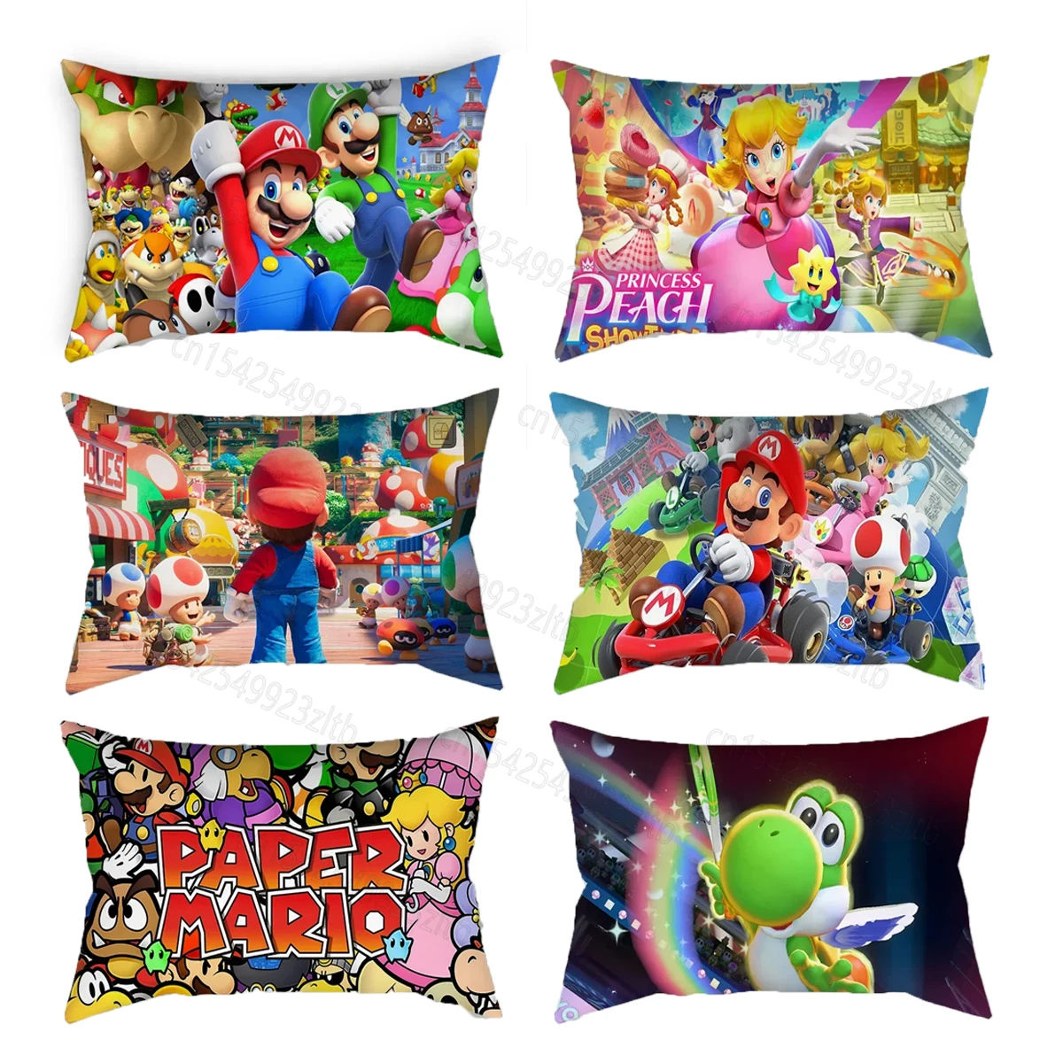 thumbnail image 1 of Juego Mario Funda de cojín Dibujos animados Mario Bro Luigi Funda de almohada para sofá Coche Decoración de habitación de niños Regalos decorativos Textiles para el hogar 50x30cm, 1 of 5