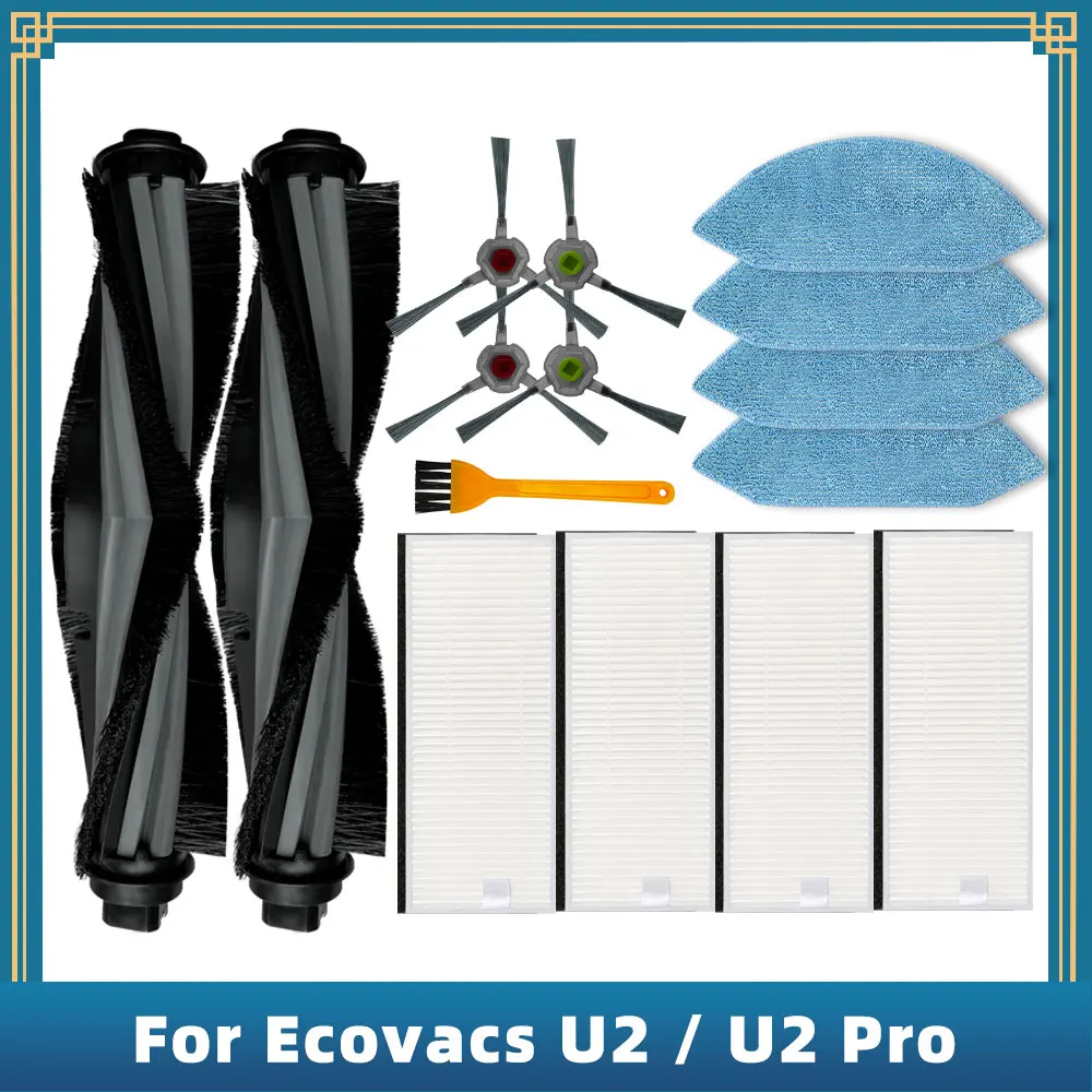 Compatible for Ecovacs Deeboot OZMO U2 / U2 Pro Robot Vacuums Main Side Brush Hepa Filter Mop Rag Cloth Spare Parts Accessories