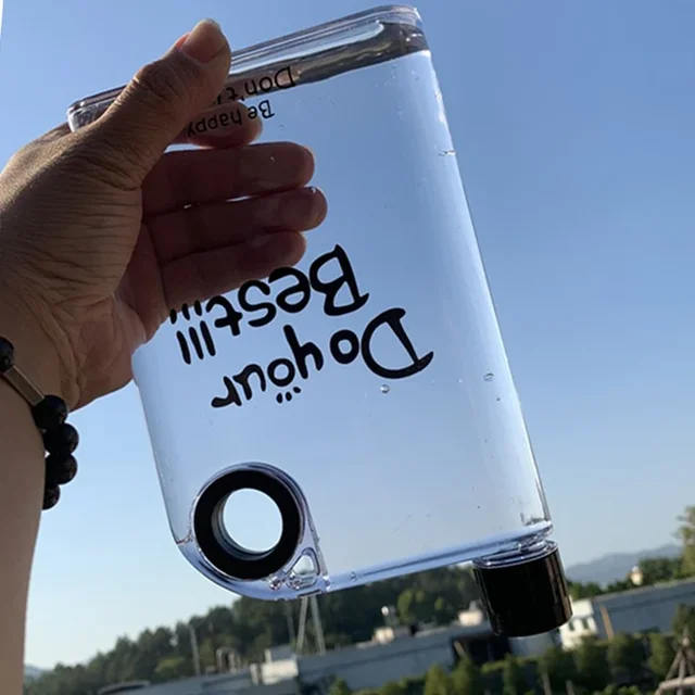 420ML Creative A5 Clear Plastic Flat Water Bottle Portable Fitness Kettle  Square Simple Personality Sports Drinking Bottle 4