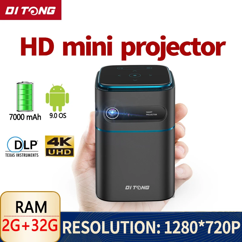 MiNi Smart Android Projector DLP LED Bluetooth Portable Full HD WIFI Movie Game Sync Screen Home Outdoor Smartphone