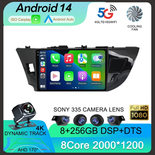 Android 14 2 Din Car Radio for Toyota Corolla Ralink 2014 - 2016 Multimedia Video Player Navigation MP5 Stereo Carplay Head Unit