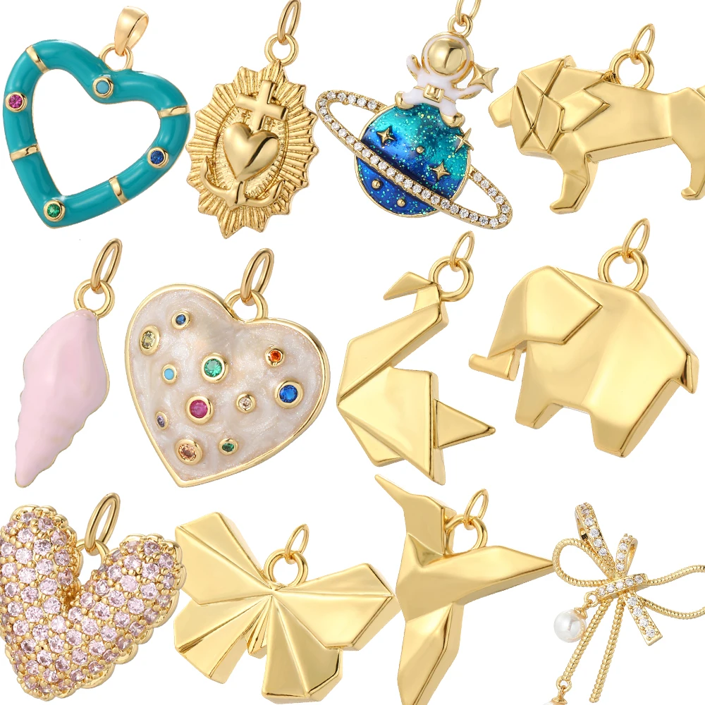 10 teile/los Nette Shell Herz Charms für Schmuck Machen Liefert Elefant Dijes DIY Ohrringe Armbänder Halskette Gold Farbe Harz – Detail 1