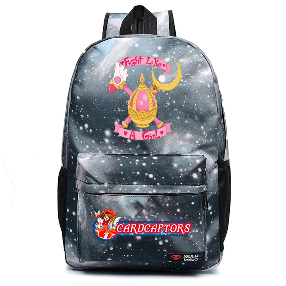 

Cardcaptor Sakura Canvas Anime Starry Sky Backpack Zipper Student Schoolbag Teenager Casual Knapsack Travel Laptop Bag Unisex