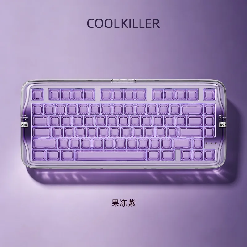 쿨 킬러 CK75SE 투명 기계식 키보드 블루투스 트라이 모드 HIFI 레벨 사운드 효과 글래스 키캡 RGB 게이밍 키보드