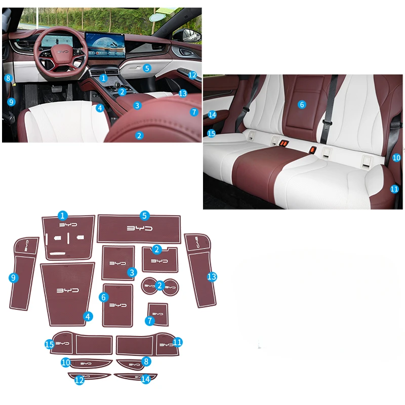 

Автомобильный Центральный контроллер для BYD Seal dmi EV, прокладка для стакана воды, противоскользящая прокладка для двери, аксессуары для интерьера автомобиля