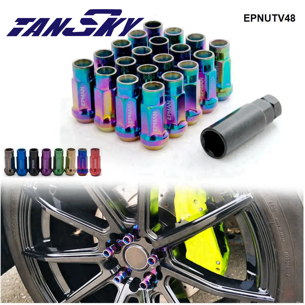 TANSKY-EPMAN Racing V48 20PCS EXTENDED WHEELS TUNER LUG NUTS OPEN END M12x1.5 Or M12X1.25 EPNUTV48 wheel lug bolts
