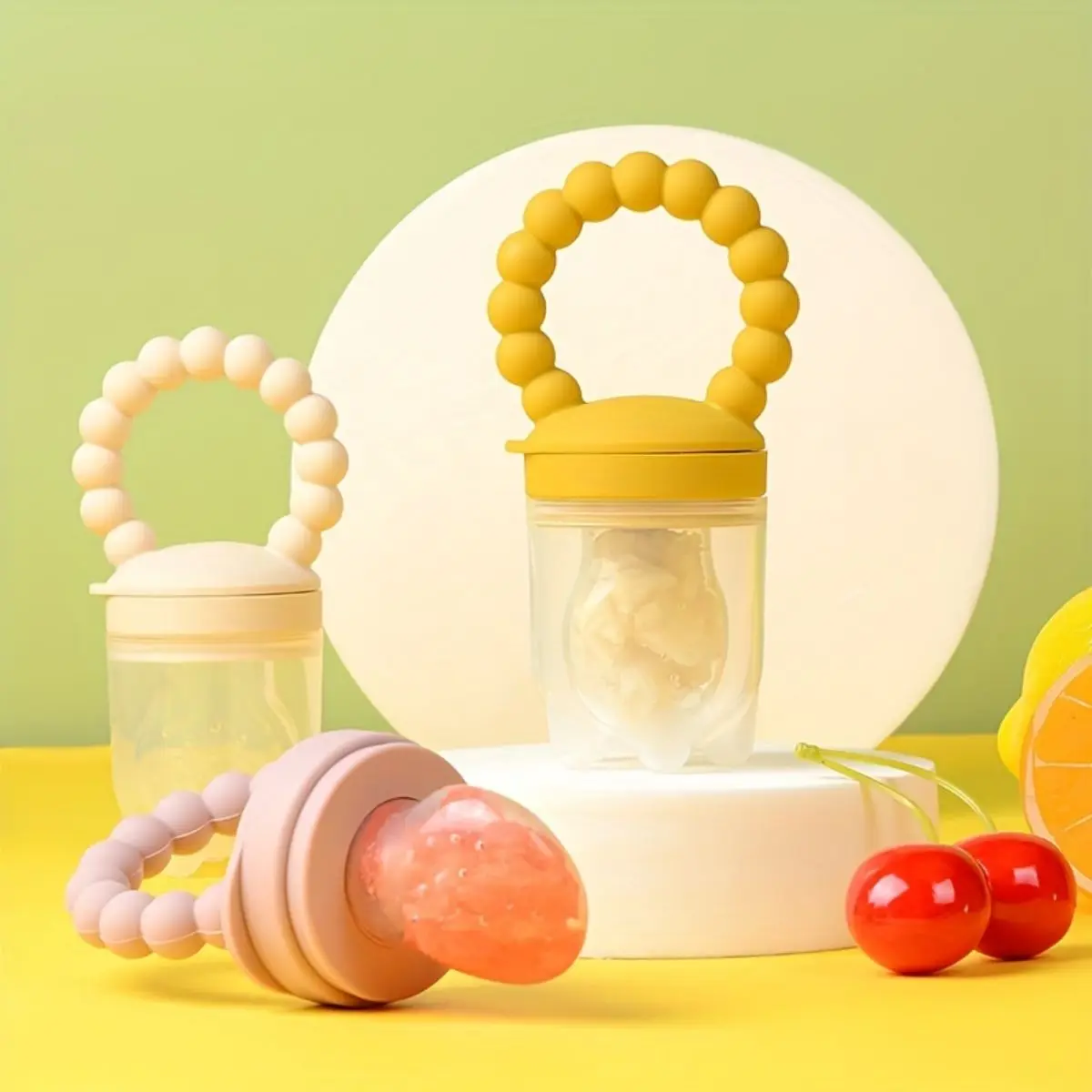 3pcs Children's Silicone Fruit & Vegetable Feeder With Handle - Perfect Food Supplement Pacifier ,Christmas, Halloween, Thanksgi 2