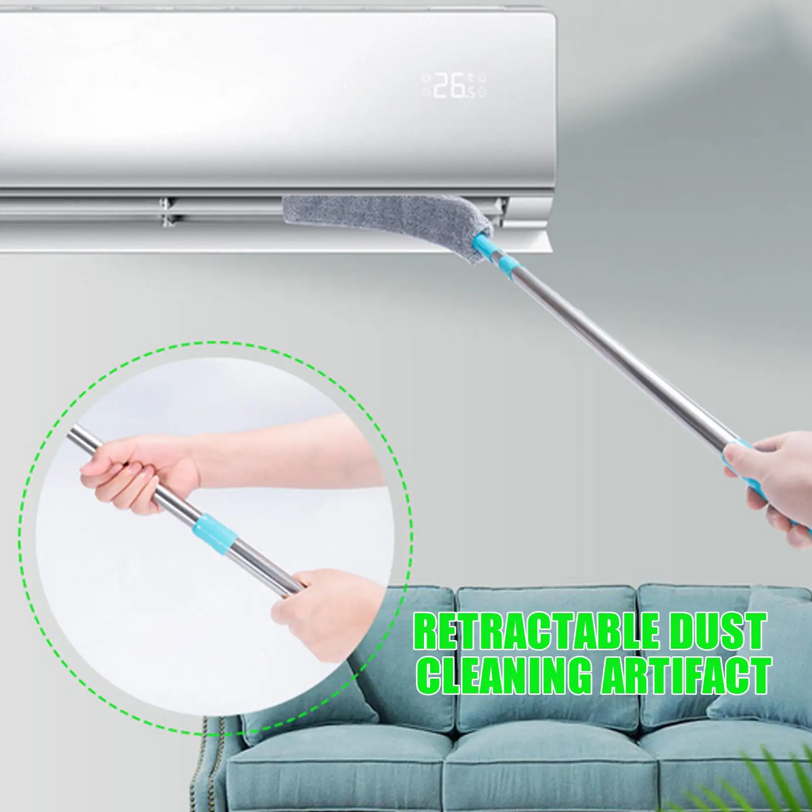Under Furniture Duster Retractable Long Handle Microfiber Duster Under Appliance Cleaning Tool for Home Apartment Office Floor