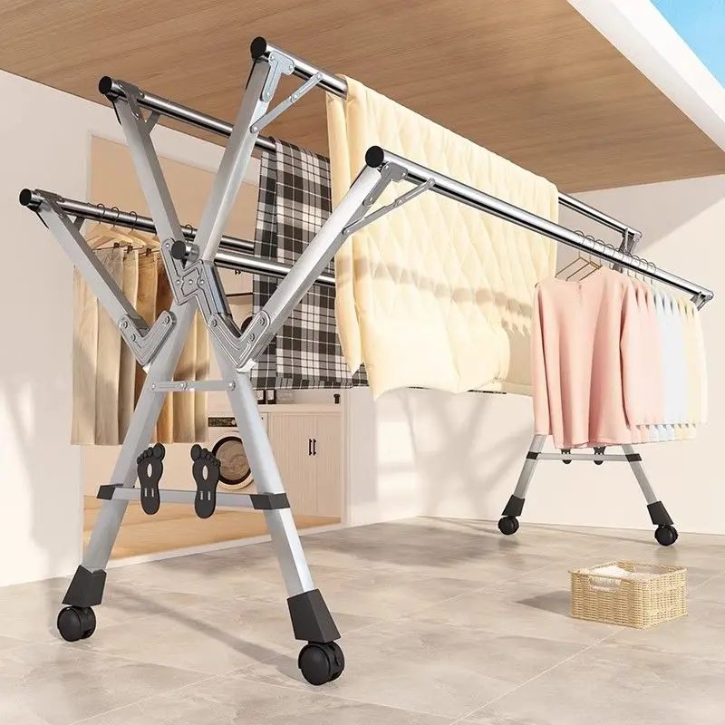Foldable Clothes Drying Rack Aluminium Folding Drying Rack,Tall Metal Foldable Laundry Clothes Drying Rack Stand,Silicone Feet,Retractable Drying Rod, Collapsible Portable Laundry Racks For Drying Clo