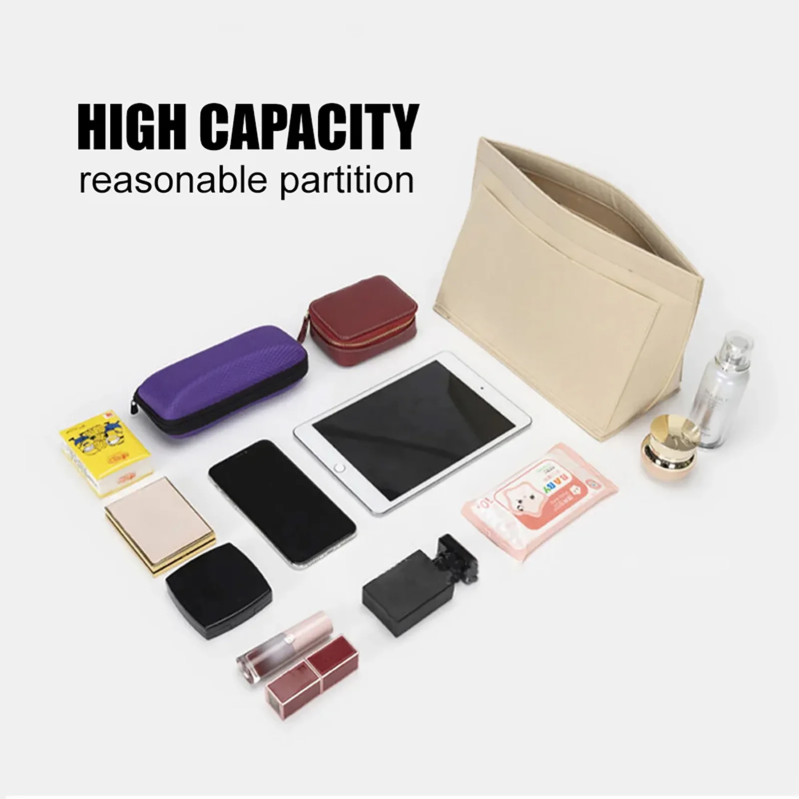Filz-Einsatztasche, passend für Longchamp Handtasche, Liner-Tasche, Filztuch, Make-up-Tasche, Unterstützung für Reisen, tragbarer Einsatz-Geldbörsen-Organizer – Detail 5