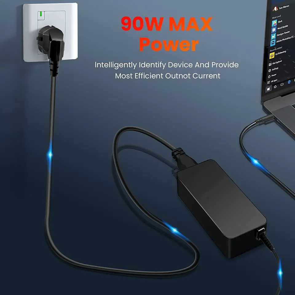 本物の 90 ワットラップトップ AC アダプタ充電器電源 AC アダプタ用
