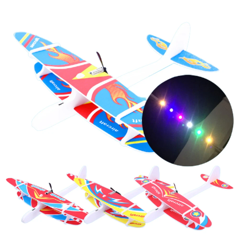 Queta 4 Pezzi Aerei Alianti in Volo, Schiuma Modello di Aereo dei Bambini, Giochi All'aperto Aliante Manuale Lanciare, Giocattolo per Bambini (Blu Arancione Rosa Verte