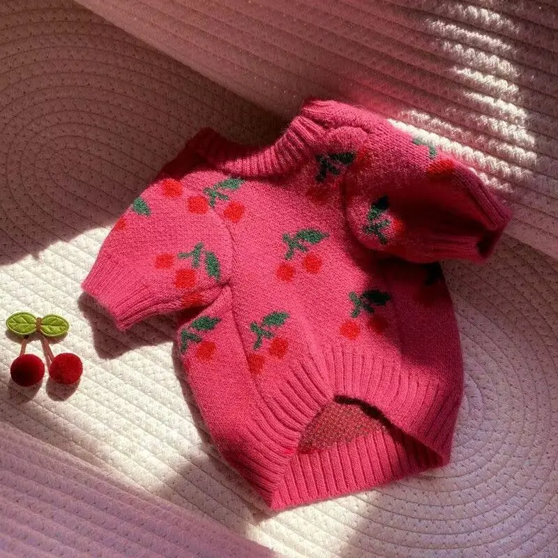 Pull Pour Chien Motif Cerises Vêtement Chaud En Tricot_voghion.com