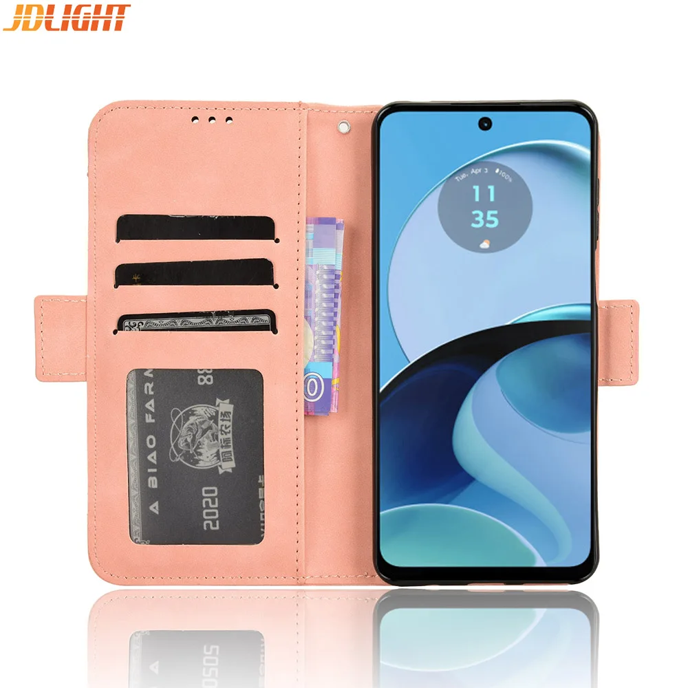 

For MOTO G14 4G Wallet Case Magnetic Book Flip Cover Card Photo Holder Luxury Leather Mobile Phone Cases