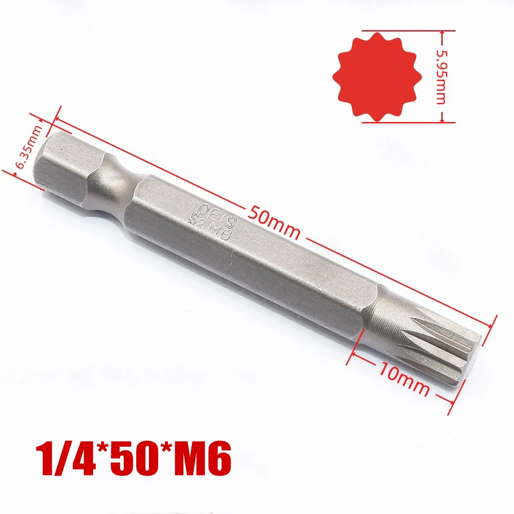 50 mm 12-Punkt-Torx-Schraubendreher-Bit, Sechskantschaft, magnetisch, M5, M6, M7, M8, M10, M12, elektrischer manueller Schraubendreher, Luftbohrer – Detail 5