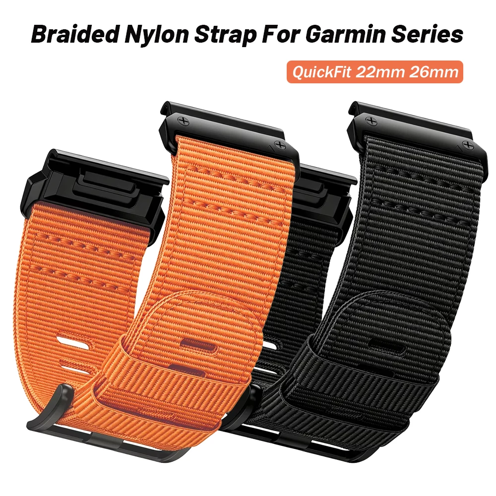 Durable Nylon QuickFit Watch Strap - Adjustable 22-26mm Bracelet Correa